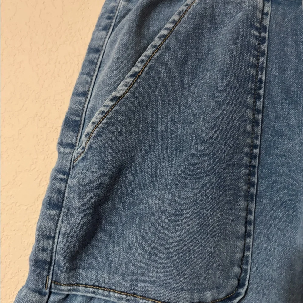 Rewash American Original Wide Leg Knit Denim Jeans Elastic Waist Blue - Picture 4 of 9